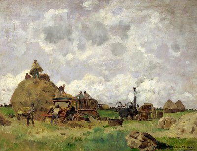 The Threshing Machine by Edmond Charles Yon